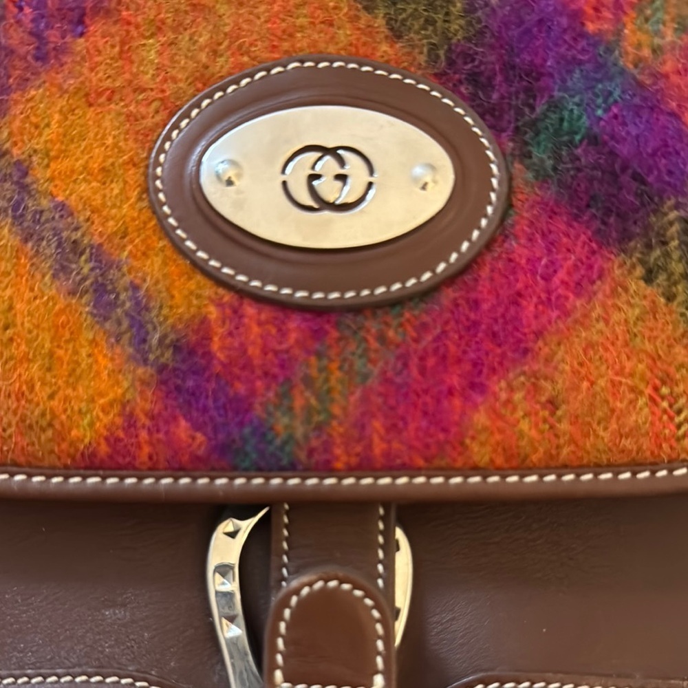 Gucci Brown and Multicolor Plaid Women's Saddle Bag - Picture 2 of 9
